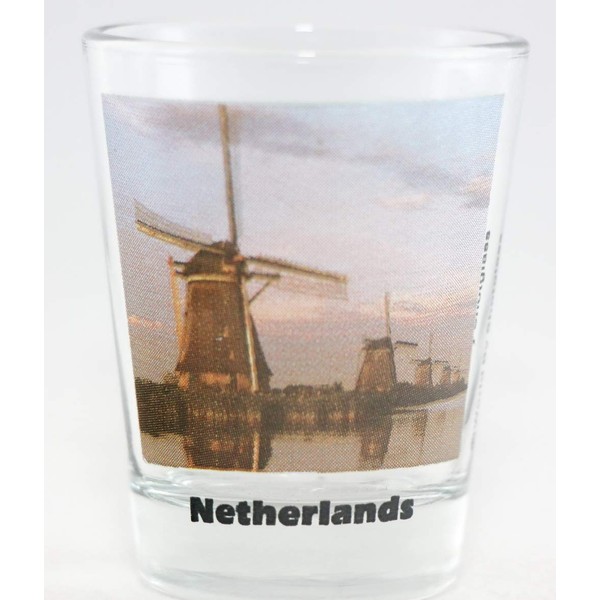 Netherlands Windmills Color Photo Shot Glass