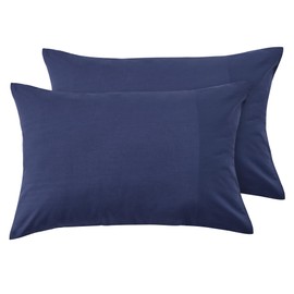 LINENOVA Luxury Cotton Blend Pillowcases (Set of 2) - Standard Size, Envelope Closure Soft and Breathable Pillowcases Set- 48x74cm-Navy