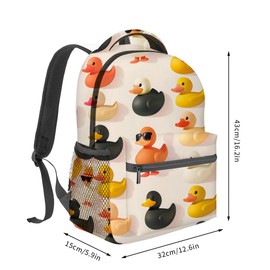 MIEPOS Rubber Duck Backpack,Cute Cartoon Ducks Polyester Backpacks,Lightweight Double Shoulder Back Pack for Kids & Teens,Fun Playful Bookbag,School Bag Gifts,Casual Travel Daypack Book Packs