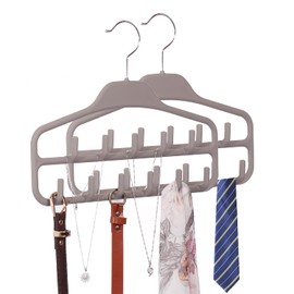 HYMIKO 2 Pack Tie Hanger Belt Tie Jewellery Rack Accessory,360 Degree Rotating Tie Hanger Space Saving Organizer with 11 Sturdy Hooks for Belt,Bow Tie,Scarf and Hat (Black)