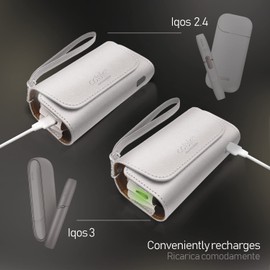 Cable Technologies Luxury Collection Premium PU Leather Case for IQOS 3/3 Duo/2.4 Plus, Canvas and PU Leather Case Organizer Protective Case Bag Accessories (Silver Luxury)