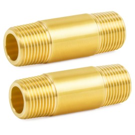 ChillWaves Brass Pipe Fitting, Long Nipple Pipe 3/8" NPT Male x 3/8" NPT Male Thread 2" Length(50MM)(2-PACK)