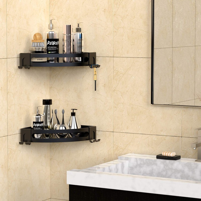 Bakzon Corner Shower Caddy, Shower Shelf Corner No Drilling Bathroom