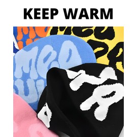 Y2k Beanie Monogrammed Graphic Winter Knit Hat Ideal Gift for Hip-hop Rapper (Green&Yellow)