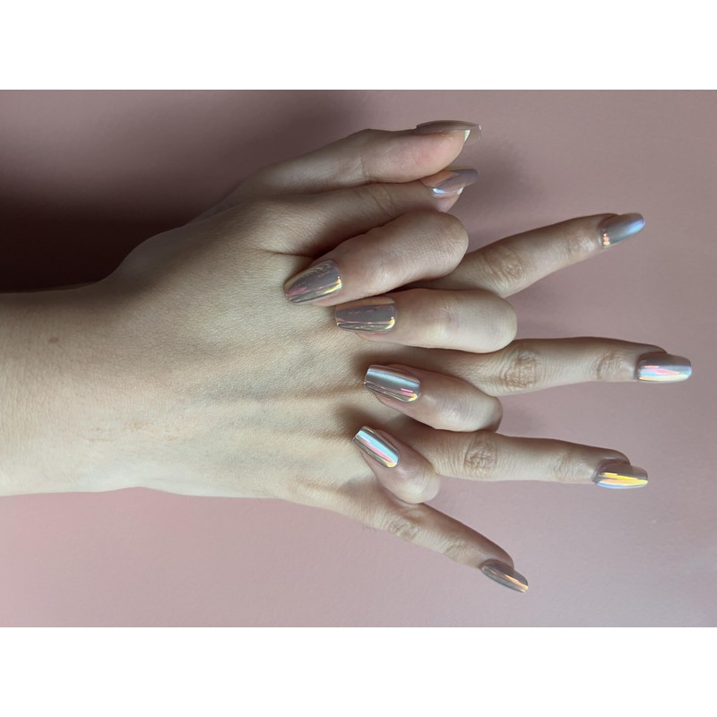 INCHIC Shiny Nude, Short Squoval, Bare Nude With Iridescent Sheen,