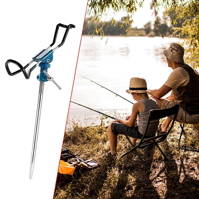 Stainless Steel Fishing Rod Holder Ground Support Stand 360 Degree