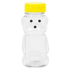 2Pcs Yellow 8 Oz Plastic Bear Honey Bottle Jars, Empty Honey Squeeze Bottle with Flip-top Lid for Storing and Dispensing, Flap Caps for Storing and Dispensing Garlic Presses, Dining and Entertaining