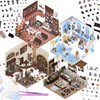 4Pcs 3D Fun Mini House Sticker Scenes with Tweezers Make