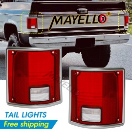 mayello Red Tail Lights w/Chrome Bezel Pair For 1973-91 Chevy C10 C20 K10 K20 GMC Sierra