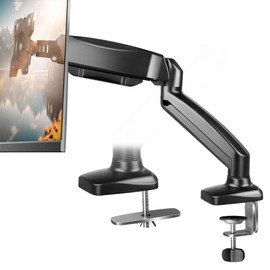 WKWKER Single Monitor Arm for 13’’-32’’ Screens Full Adjustable Monitor Desk Mount Height Adjustable Swivel Monitor Mount with Tilting Rotating Universal Desk Mount VESA 75x75 or 100x100mm (Black)