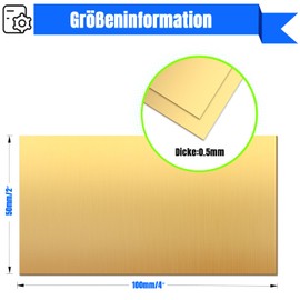 Uxney Brass Sheet, 0.5 mm x 50 mm x 100 mm, 99.9% Pure Brass Plates for DIY, Jewellery, Electrical, Repair, Industry (Pack of 2)