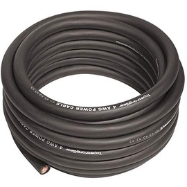 TOPSTRONGGEAR 4 Gauge Black 25ft Power/Ground Wire True 4 AWG Power Wire-True Spec and Soft Touch Cable (Black)