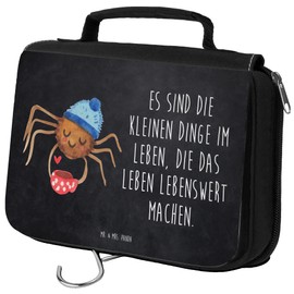 Mr. & Mrs. Panda Toiletry Bag Spider Agathe Coffee, gray, Hand Drawn