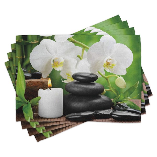 Ambesonne Spa Place Mats Set of 4, Hot Massage Stones
