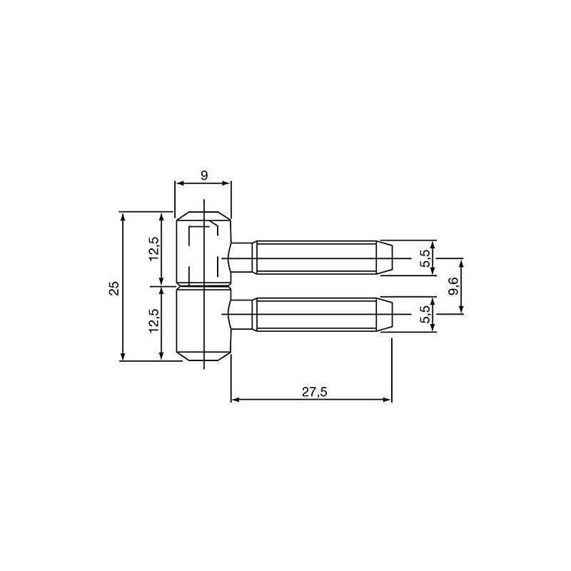 Secotec Hinge Two Parts Anuba 9 mm vermessingt, 2 Pieces,