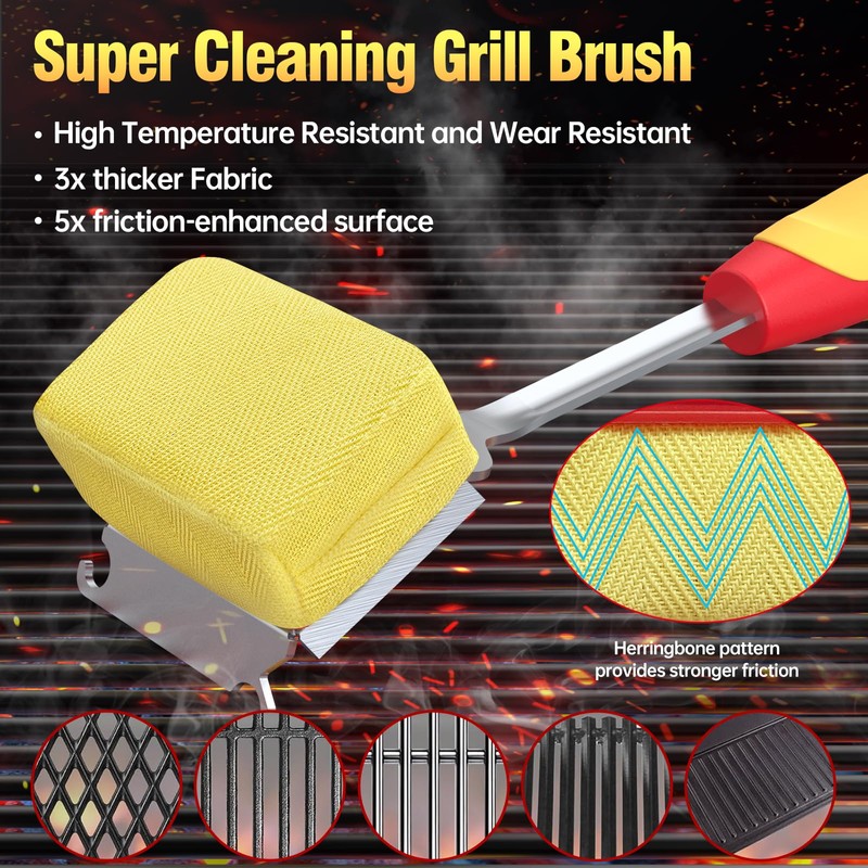 Grill Brush Bristle Free, Replaceable Outdoor BBQ Cleaning Head (No