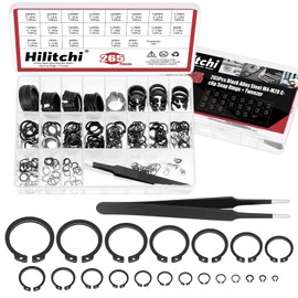 Hilitchi 266Pcs 21 Sizes C-Clip External Retaining Rings Snap Rings Assortment Kit Circlip Snap Rings Manganese Steel C-Clip Set with Tweezers (M4-M28) for Moving Parts