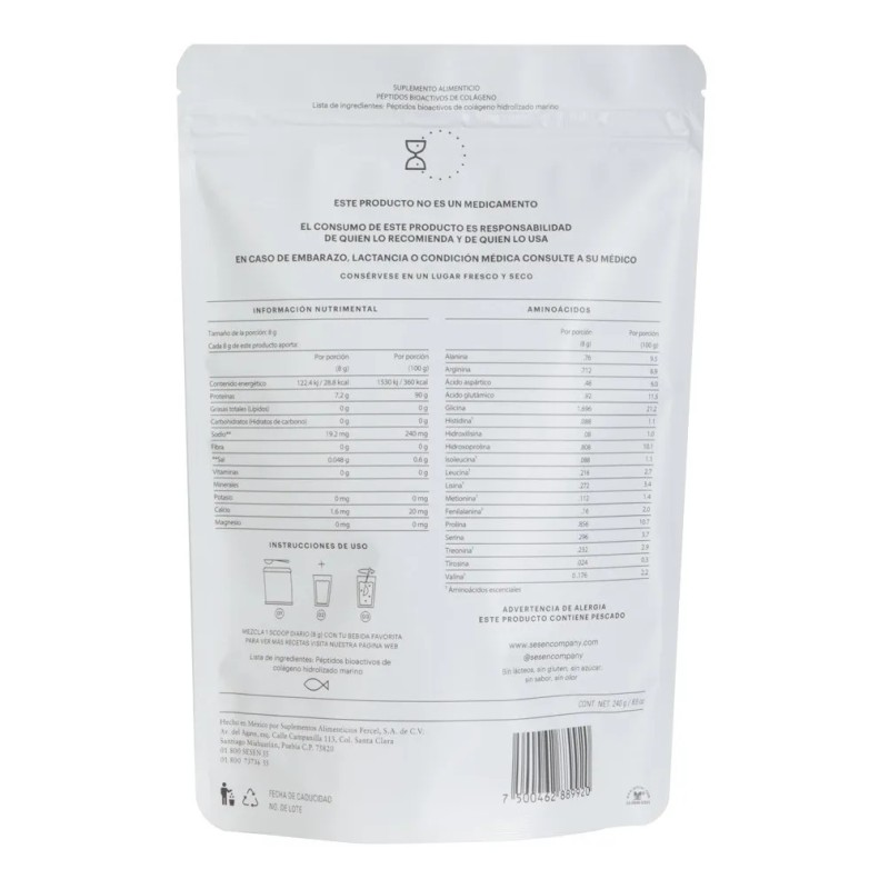 Sesen Marino Colageno Hidrolizado C/ Peptidos Bioactivos Sfn