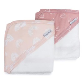 2PK Bubba Blue Bamboo 6.75x75cm Nordic Hooded Towel Baby 0-12m Dusty Berry/Rose