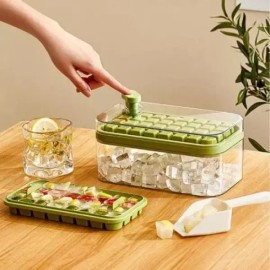 아이스크림메이커 64구 얼음틀 아이스 트레이 얼음스쿱 컨테이너 세트 [옐로우] Ice Cream Maker 64-Cube Ice Tray Ice Scoop Container Set [Yellow]