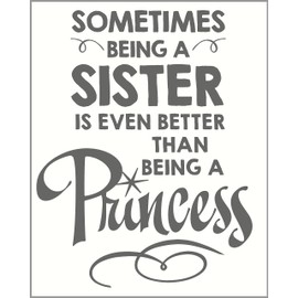 Wall Decor Plus More WDPM3389 Being A Sister is Better Than Being A Princess Girls Room Lettering Vinyl Sticker Quote Wall Decal, 23 x 18", Storm Gray