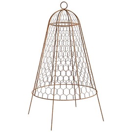 Panacea Rustic Wire Garden Cloches, Set of 6 – 20" H x 12" Dia Plant Protectors – Metal Chicken Wire Dome with 4-Leg Base – Durable Outdoor Garden Cloches for Shrubs, Flowers & Vegetables