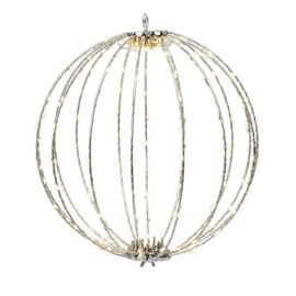 Christmas metal light ball - warm white LED christmas light ball - large globe light - metal sphere light - 28cm metal frame ball light - 192 micro LEDs - indoor outdoor christmas light decoration.