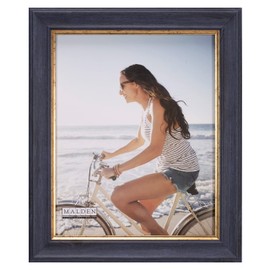 Malden International Designs 8x10 Navy Blue wth Gold Inner Border Picture Frame