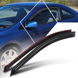 PM PERFORMOTOR 2Pcs Window Visors Compatible with 2006 2007 2008 2009 2010 2011 Honda Civic Coupe, Side Vent Window Deflector Rain Guard Shade, Carbon Fiber Pattern Style, Glossy Black