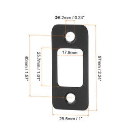 sourcing map 4Set Door Strike Plate, 57mm x 25.5mm Stainless Steel Latch Deadbolt Replacement Lock Strike Plate for Door Frame Door Jamb Reinforcement, Round Corner, Black