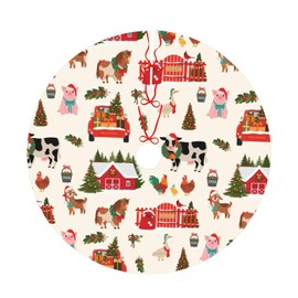 Christmas Farm Animal Christmas Tree Skirt 36 Inches Animal Tree Skirt Xmas Tree Mat Holiday Party Supplies Christmas Tree Decorations