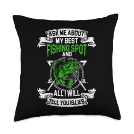 Fish fishing Water Gift Boat Lake Bass River Bait Fly Fishing Catch Reel Hook Adventure Trout Outdoor Rod Throw Pillow, 18x18, Multicolor