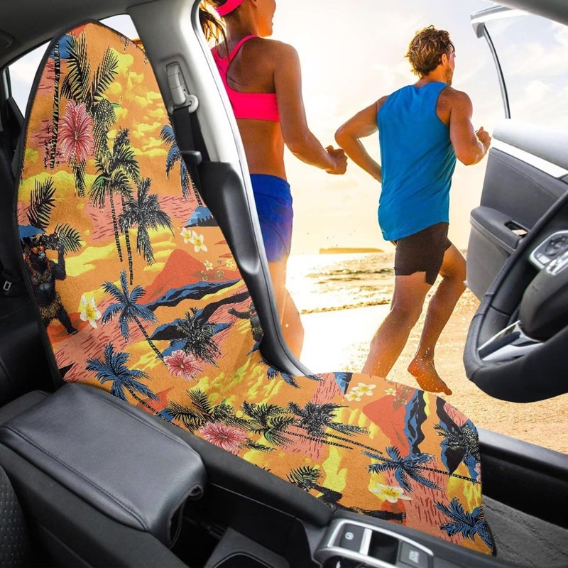 JOAIFO Front Seat Covers for Cars, Hawaii Palm Tree Bucket