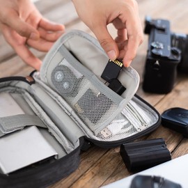 Ruyosn Cable Organiser Bag Waterproof Small Cable Bag Hard Drive Bag Electronic Bag Electric Organiser Cable Bag Electronics Accessories Organiser Cable for Travel, black, Minimalist