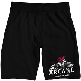 Bioworld League of Legends Arcane VI Logo Adult Black Sleep Pajama Shorts-Large