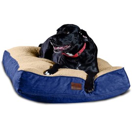 Floppy Dawg Extra Large Dog Bed with Removable, Machine Washable Cover and Waterproof Liner. Classic Pillow Stuffed with Orthopedic Memory Foam Blend. Made for Big Dogs up to 100 Pounds or More.