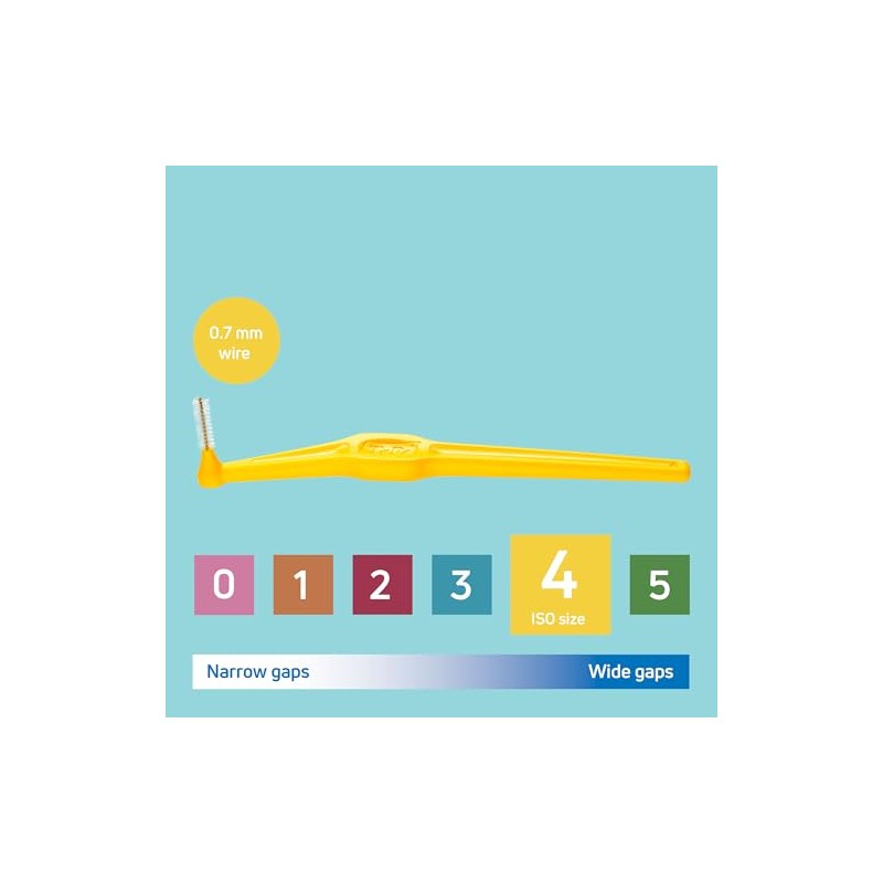 TePe Interdental Brush Angle, Yellow, 0.7mm/ISO 4, 20pcs, Plaque Remover,