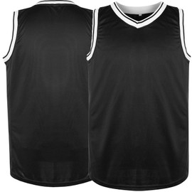 Blank Basketball Jersey Men's Mesh Athletic Practice Sports Shirts 90S Hip Hop Jersey (Black, X-Large)