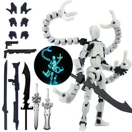 Already Assembled T13 Action Figure Accessories,T13 Multi-Jointed Movable,for Collectors Desktop Decorations t-13 Movability 3D Printed Toys (Luminous, 5.5inch)