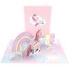 MOKIO® Pop Up Card - Pink Unicorn with Rainbow -