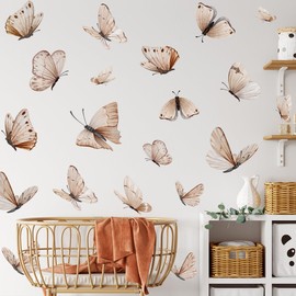 Boho Butterfly Wall Decals，Butterfly Wall Stickers，Flowers Butterflies Wall Decorations，Girls Bedroom Removable Wall Decals，Wedding Offices Bedroom Room Sticker (Boho Colorful Butterfly Wall Decals)