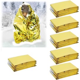 6 Pack Survival Blanket Outdoor Emergency Blanket Supplies, Emergency Blankets Mylar Thermal Blanket, Gigantic Space Blanket 82 * 64 in Survival Blankets Heavy Duty Camping Gear