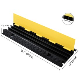 CXRCY Cable Ramp 2 Pack of 3 Channel PVC Rubber Cable Protector,44000lbs Capacity Heavy Duty Speed Bumps Hose Cord Protector Ramps for Wire/Hose/Pipe Hider Driveway &Indoor