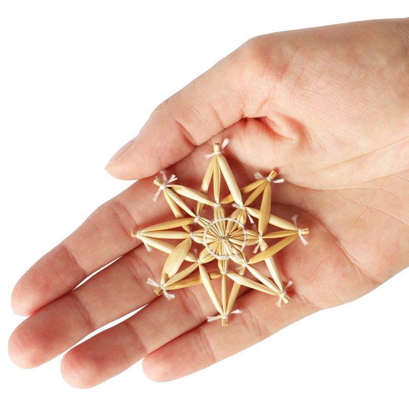 com-four® 48-piece straw stars set, Ø 6 cm, Christmas tree
