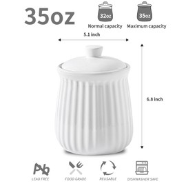 Hasense Kitchen Storage Containers, 35 oz Kitchen Canister with Airtight Lids, Cookie Candy Jar for Coffee Beans, Tea-leave, Sugar, Salt, Flour, Spice, Coffee Container, Housewarming Gift, White