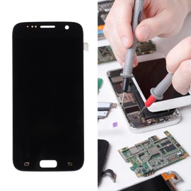 Phone Screen for S7, Mobile Phone Display Touch Screen Digitizer Assembly, TFT Screen Replacement with Frame Repair Tool Kit (Black)