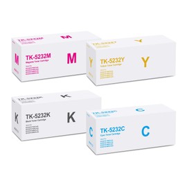 Junnchee TK-5232 TK5232 Toner Cartridge Black Cyan Magenta Yellow Replacement for TK5232K TK5232C TK5232M TK5232Y for ECOSYS P5021cdn P5021cdw M5521cdn M5521cdw Printers (4-Pack)