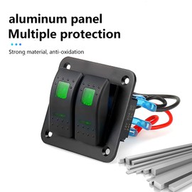 WANGCL Aluminum- 12v/24v Control Panel 2 Position ON/OFF Toggle Switch Waterproof Rocker Switch Panel with Green LED Light for Car RV Caravans Trailers Boat