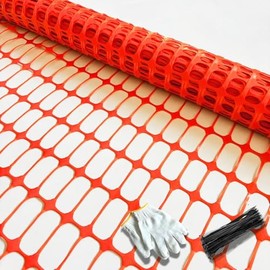 PotatoLife Plastic Mesh Fence, Extra Strength 4'x100' Roll with 50 Zip Ties, Resuable Temporary Netting for Garden Fencing, Snow Fencing, Animal Barrier, Poultry, Deer, Dog, Construction, Orange