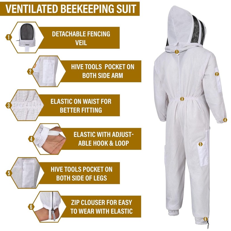 Beekeeping Suit Ventilated 3 Layer Ultra with Total Protection with
